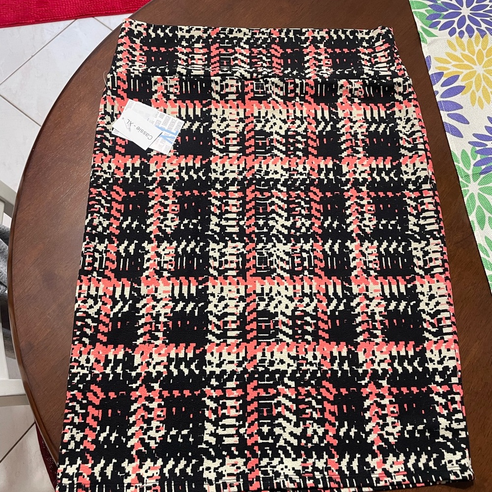 Black, Pink, and Tan Lularoe skirt